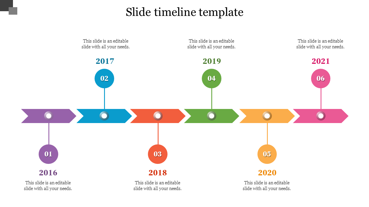 Get Arrow Slide Timeline Template For Presentation